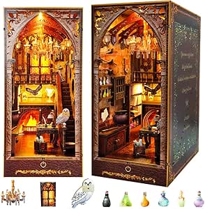 Kit de construction de maison miniature avec lumières LED - Puzzle 3D en bois - Décoration d'étagère - Pour adultes et adolescents